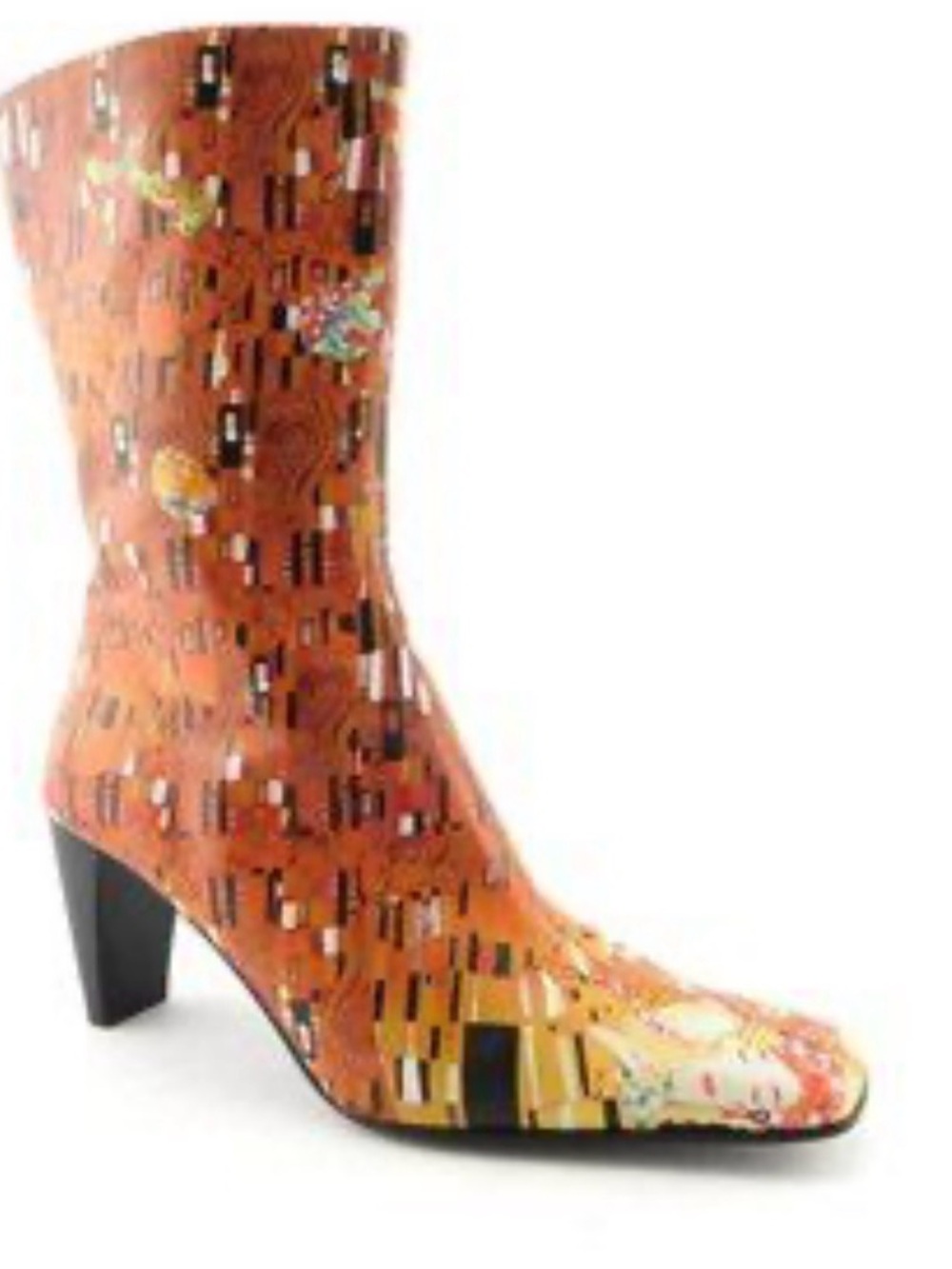 Icon “the Kiss” by Gustav Klimt Art Print Leather Mid-Calf Boot sz. 5 1/2